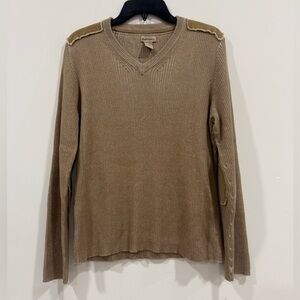 Ruff Hewn Mens Tan V-Neck Sweater Cotton Stretch Size XL